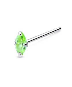 Pear Shaped Stone Silver Straight Nose Stud NSKA-160